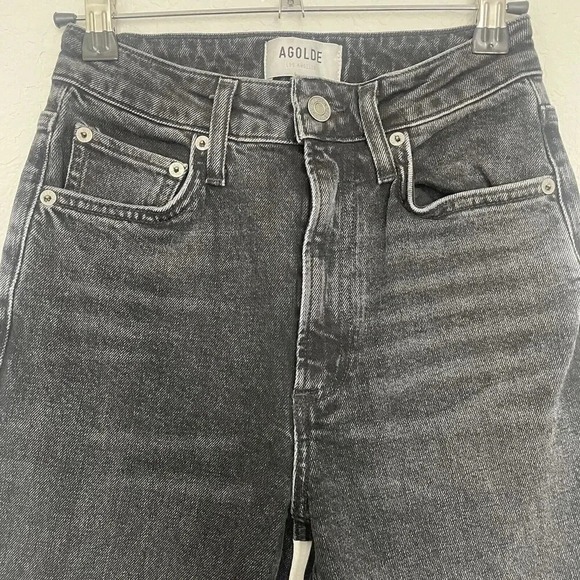 Agolde High Rise Straight Leg Jeans Womens Size 24 Black Vintage - Picture 7 of 12